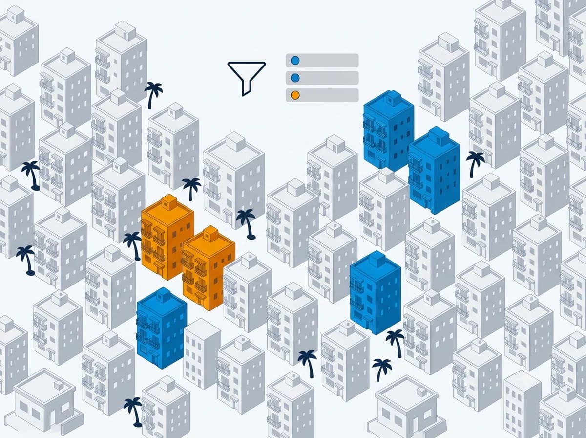 Ilustração representando a busca por oportunidades de imóveis em leilão